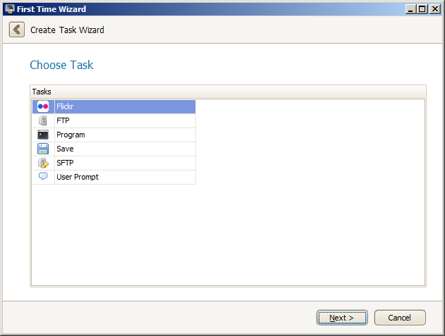 New Task Wizard Step #2